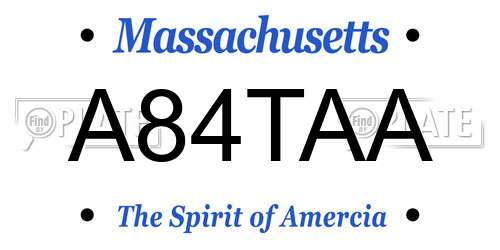A84TAA Massachusetts License Plate