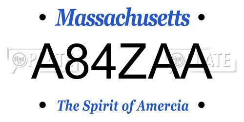 A84ZAA Massachusetts License Plate
