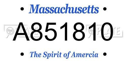 A851810 Massachusetts License Plate