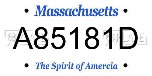 A85181D Massachusetts License Plate