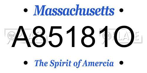 A85181O Massachusetts License Plate