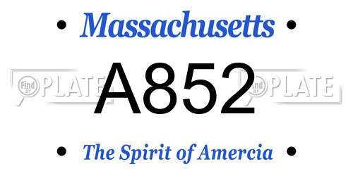 A852 Massachusetts License Plate