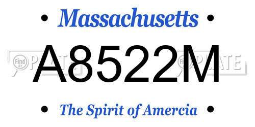 A8522M Massachusetts License Plate