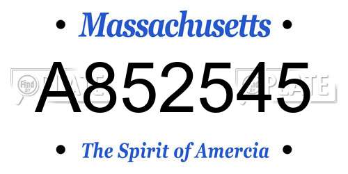 A852545 Massachusetts License Plate
