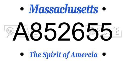 A852655 Massachusetts License Plate
