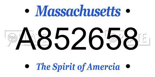 A852658 Massachusetts License Plate