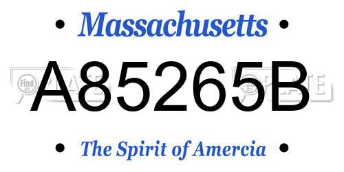 A85265B Massachusetts License Plate