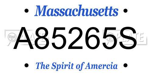 A85265S Massachusetts License Plate