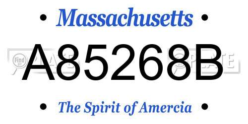 A85268B Massachusetts License Plate