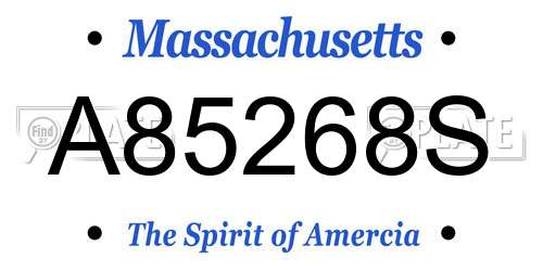 A85268S Massachusetts License Plate