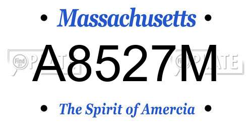 A8527M Massachusetts License Plate