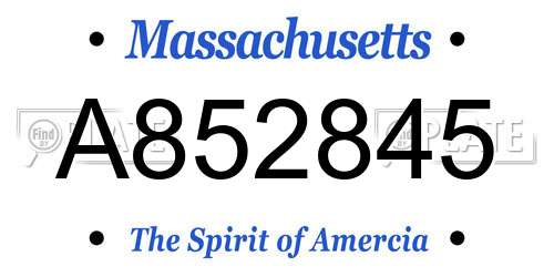 A852845 Massachusetts License Plate