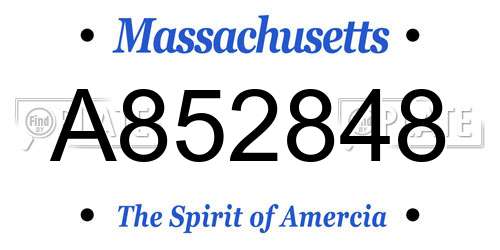 A852848 Massachusetts License Plate