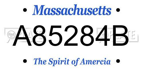 A85284B Massachusetts License Plate