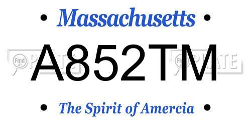 A852TM Massachusetts License Plate