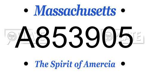 A853905 Massachusetts License Plate