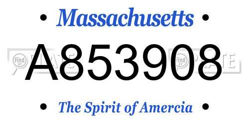 A853908 Massachusetts License Plate
