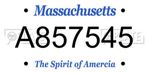 A857545 Massachusetts License Plate