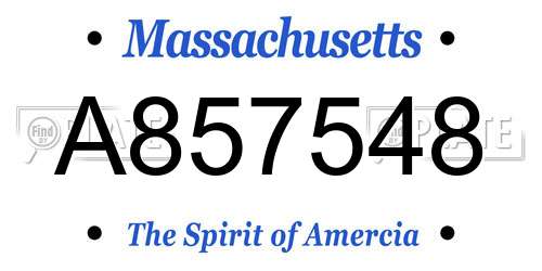 A857548 Massachusetts License Plate