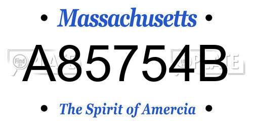 A85754B Massachusetts License Plate