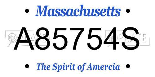 A85754S Massachusetts License Plate