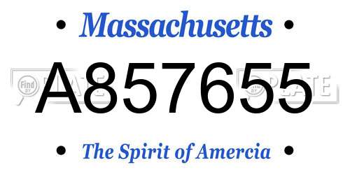 A857655 Massachusetts License Plate