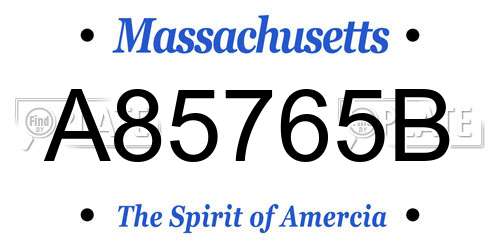 A85765B Massachusetts License Plate
