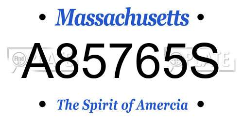 A85765S Massachusetts License Plate
