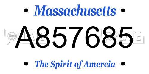 A857685 Massachusetts License Plate