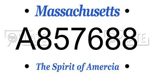 A857688 Massachusetts License Plate