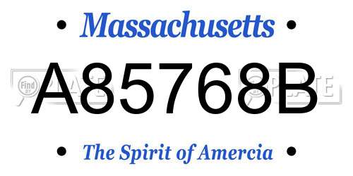 A85768B Massachusetts License Plate