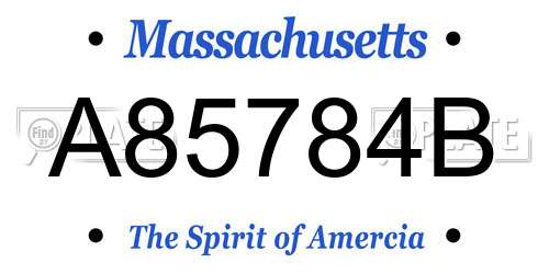 A85784B Massachusetts License Plate