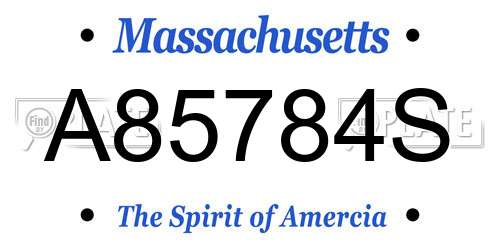 A85784S Massachusetts License Plate