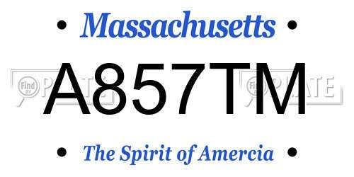A857TM Massachusetts License Plate