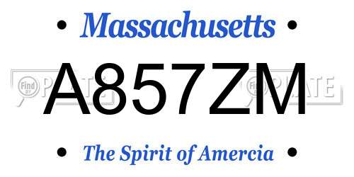 A857ZM Massachusetts License Plate