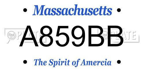 A859BB Massachusetts License Plate