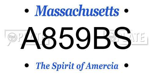 A859BS Massachusetts License Plate