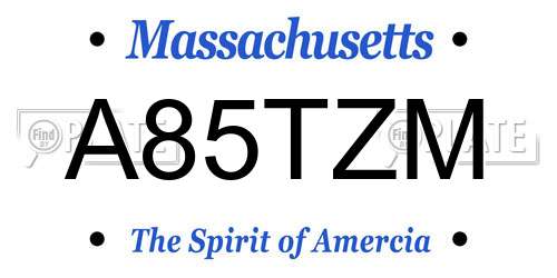 A85TZM Massachusetts License Plate