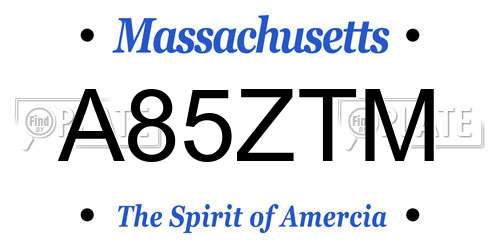 A85ZTM Massachusetts License Plate