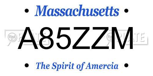 A85ZZM Massachusetts License Plate