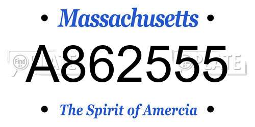 A862555 Massachusetts License Plate