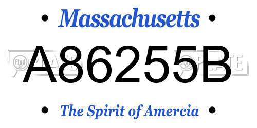 A86255B Massachusetts License Plate