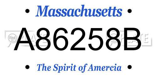 A86258B Massachusetts License Plate