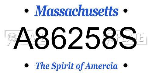 A86258S Massachusetts License Plate