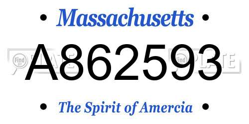 A862593 Massachusetts License Plate
