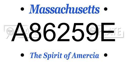A86259E Massachusetts License Plate