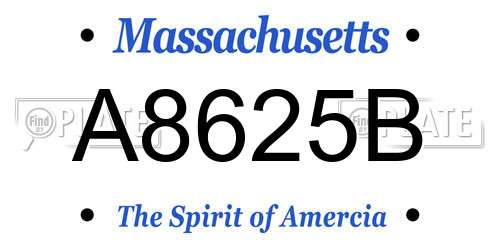A8625B Massachusetts License Plate