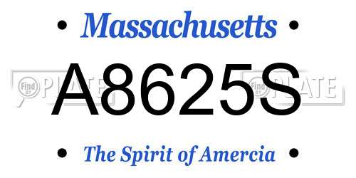 A8625S Massachusetts License Plate