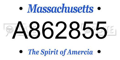 A862855 Massachusetts License Plate