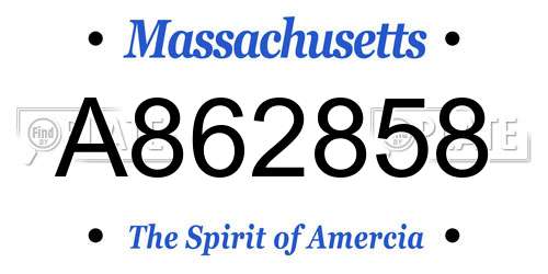 A862858 Massachusetts License Plate